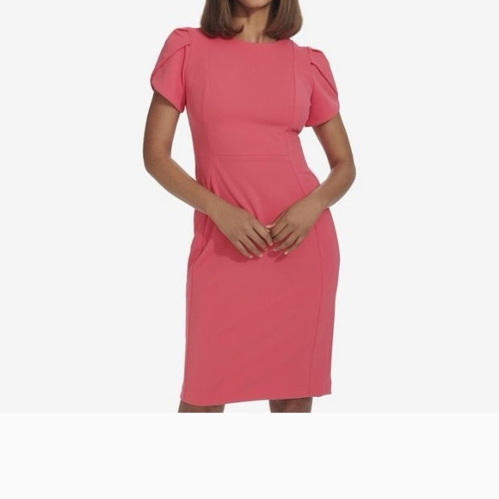 Andrew Marc Pink Tulip Sleeves Midi Dress NWT Size 14